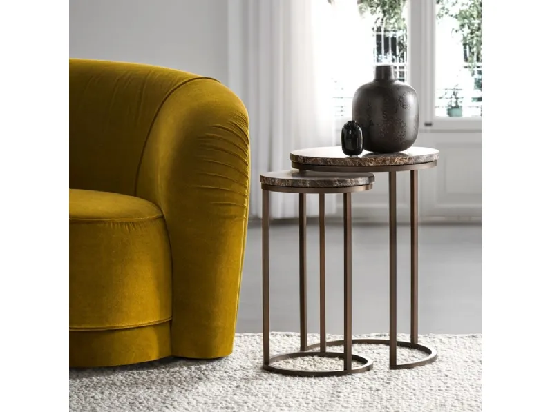 Tavolino Brass con top in marmo di Tosconova