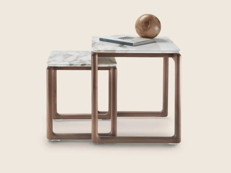 Tavolino in marmo con struttura in legno Brig di Flexform