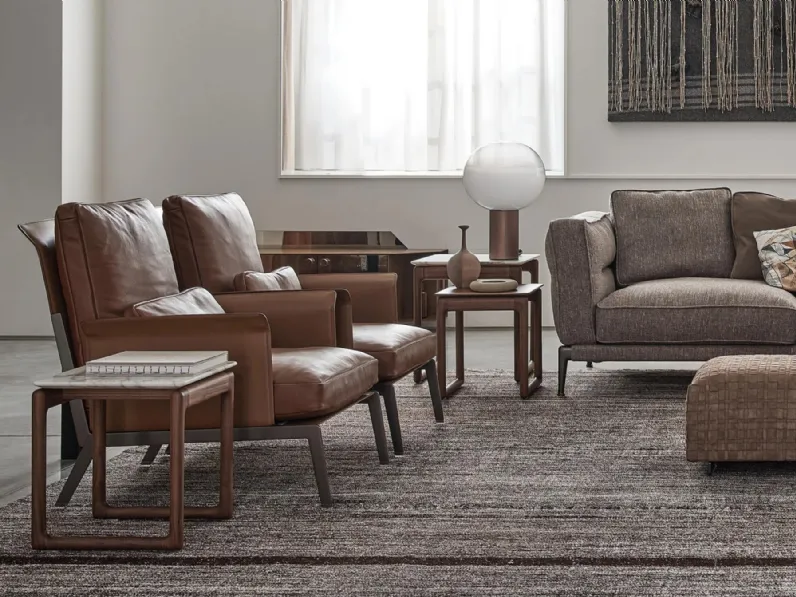 Tavolino in marmo con struttura in legno Brig di Flexform