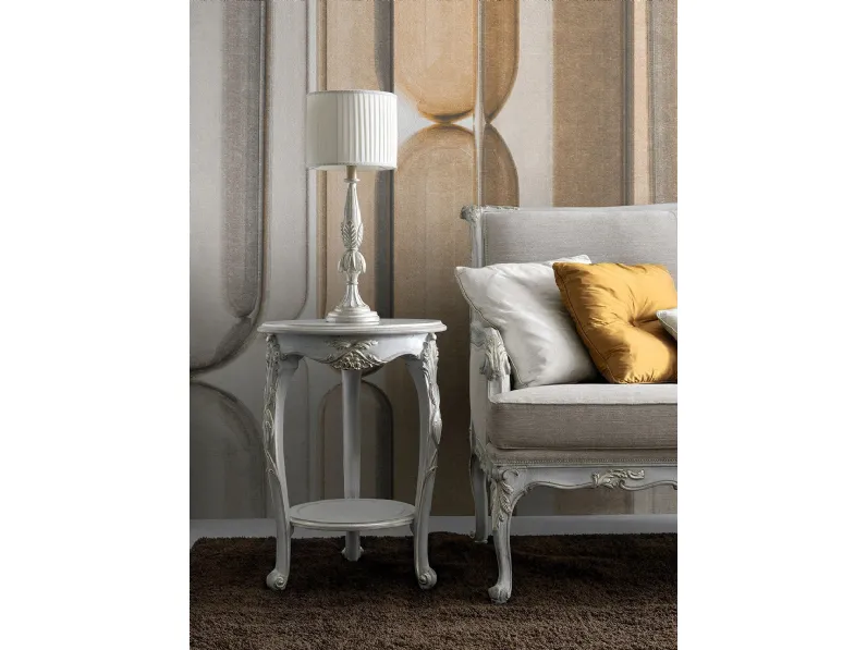 Tavolino da angolo 3641 colore acquamarina e argento antico di Silvano Grifoni