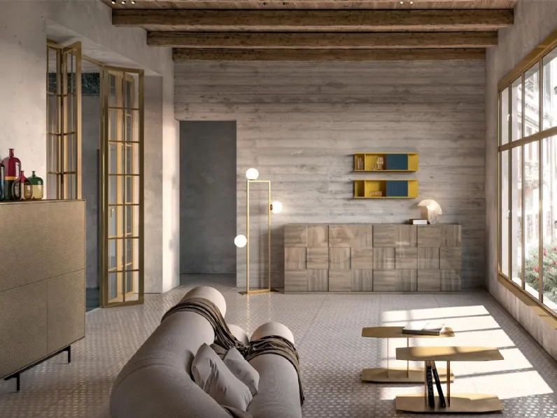 Tavolino Magic in lamiera di metallo finitura Ottone di Capo d'Opera