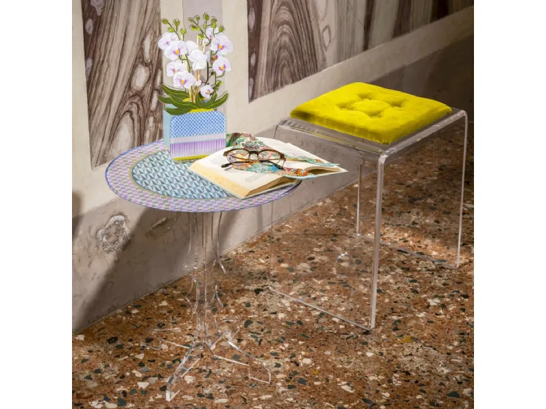 Tavolino tondo Miami in cristallo acrilico di Vesta