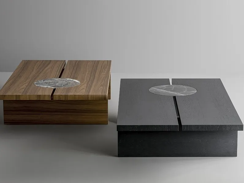 Tavolino Moon in legno con inserto in ceramica di Bonaldo