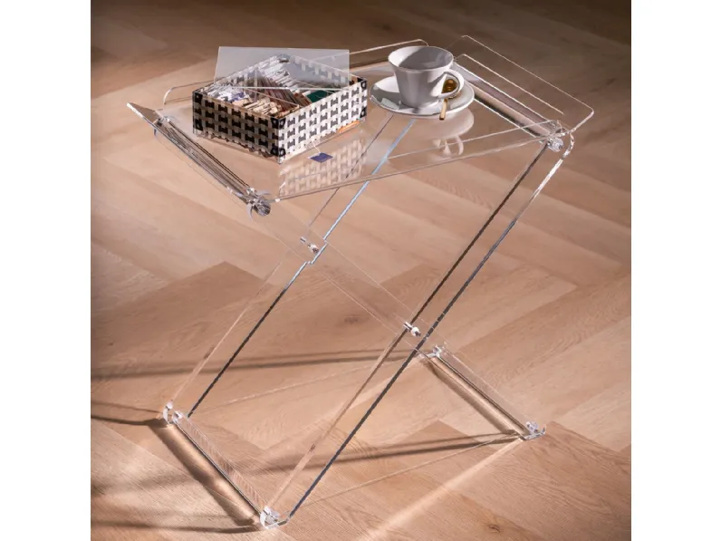 Tavolino pieghevole in cristallo acrilico Simply 2-0 di Vesta