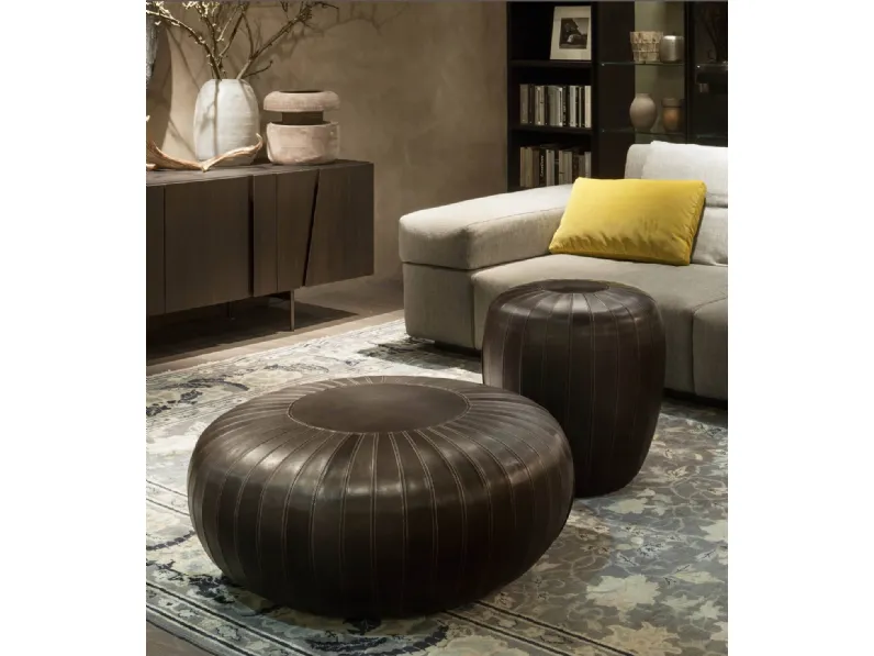 Pouf in pelle Tod di Lema