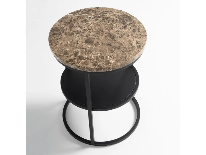 Tavolino rotondo con top in marmo e struttura in metallo Brass ST di Tosconova