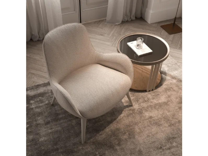 Tavolino rotondo in vetro e legno Trésor Ghezzani