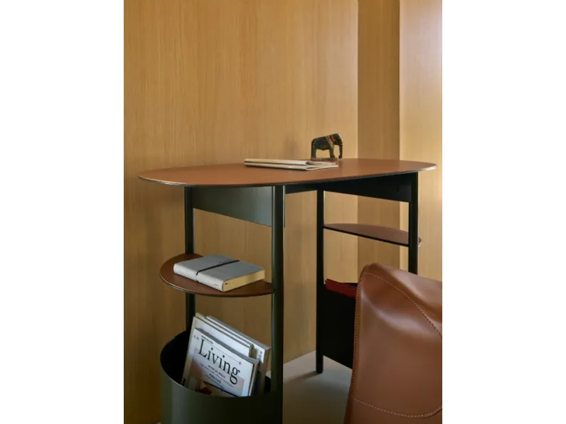 Scrittoio Vanilla in metallo e cuoio di Opinion Ciatti