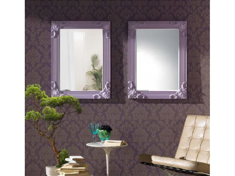 Specchio Vanity con cornice in legno laccato de La Vetreria