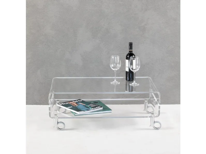 Tavolino in plexiglass su ruote Vega TV di Vesta