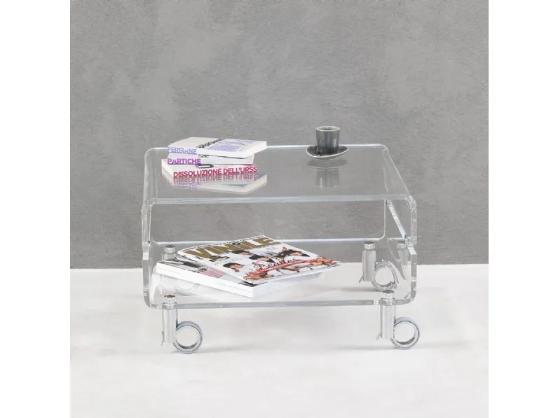 Tavolino in plexiglass su ruote Vega TV di Vesta