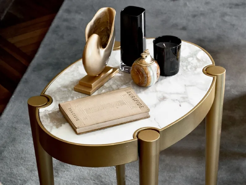 Tavolino classico in marmo e ottone Victoria di Daytona Home