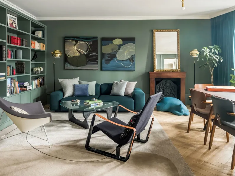 Tavolino Coffee Table in vetro con base in legno di Vitra