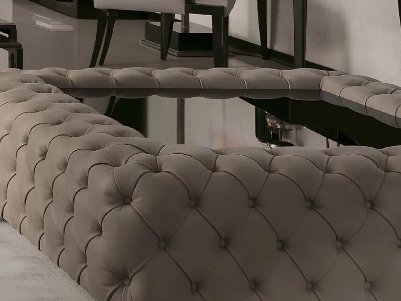 Pouf Vogue in pelle con top in vetro di Daytona Home