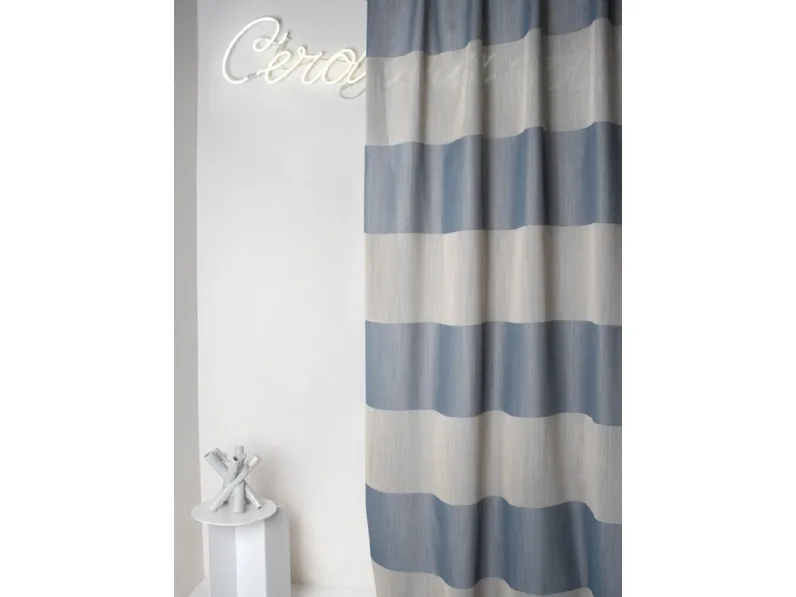 Tenda a righe orizzontali bianca e azzurra Wooline di Acro Texture