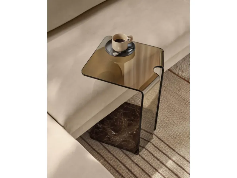 Tavolino in vetro con base in marmo York di Fiam