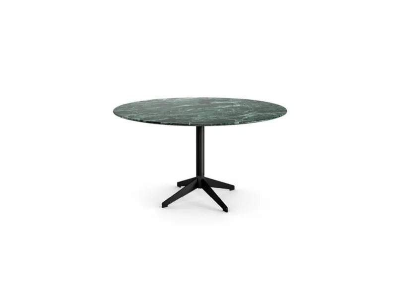 Tavolino rotondo Zen Black Low con piano in marmo e base in alluminio di Gallotti&Radice