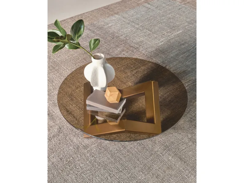 Tavolino Zen New con top in cristallo di Riflessi