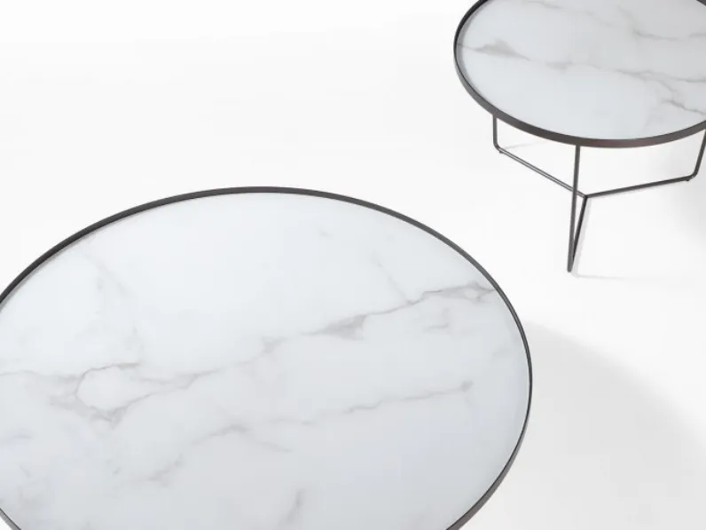 Tavolino rotondo Zeno in vetro marmoreflex di Reflex