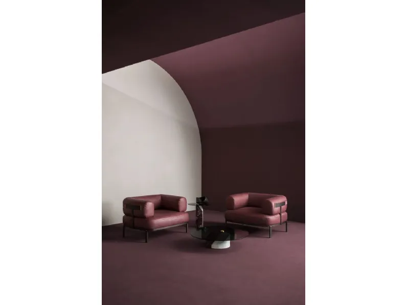 Tavolino Ziggy in vetro con base in marmo di Baxter