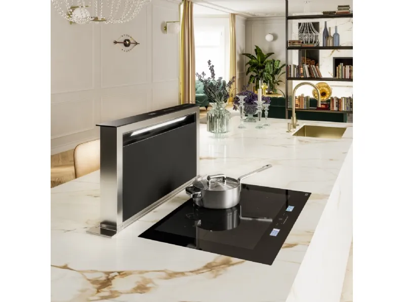 Cappa Downdraft FDW 908 IB in cristallo nero e inox di Franke