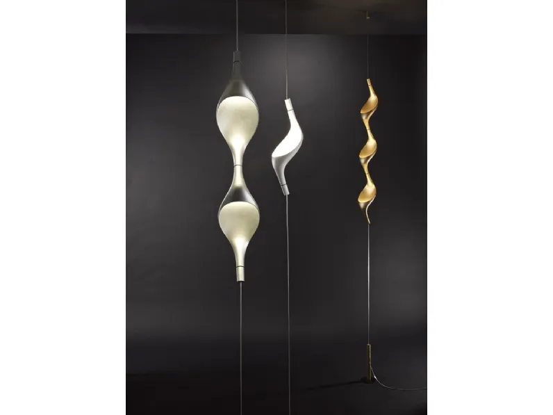 Lampada di design in acciaio pressofuso sospesa tra soffitto e pavimento Acqua Filo di Cini&Nils