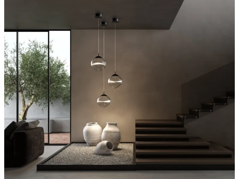 Lampada a sospensione in vetro Aether di Lumina