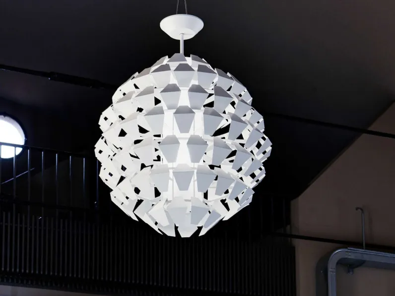 Lampada a sospensione Agave in metallo verniciato Bianco di Panzeri
