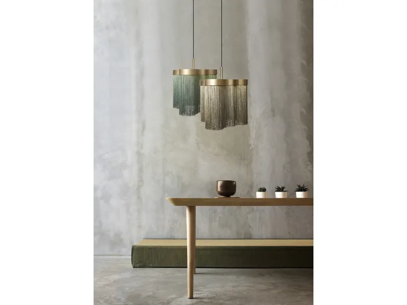 Lampada a sospensione in ottone con frange Arcipelago di Contardi