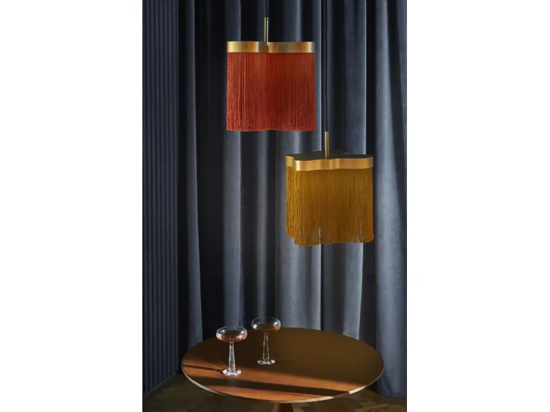 Lampada a sospensione in ottone con frange Arcipelago di Contardi