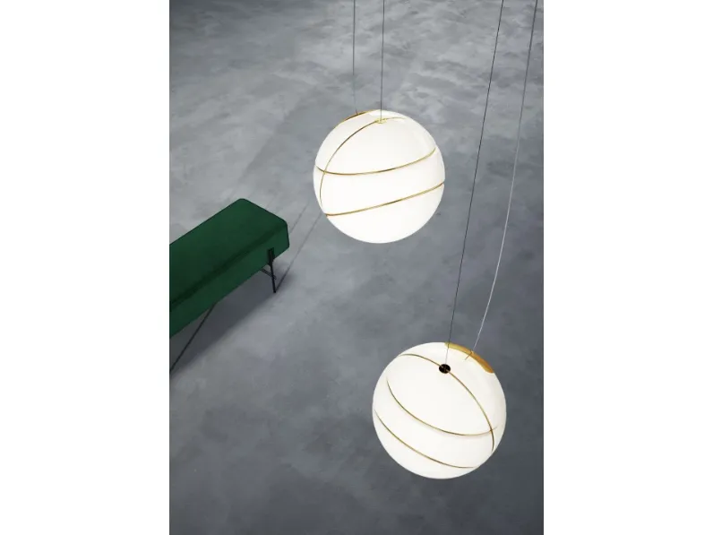 Lampada a sospensione in vetro e metallo Armilla di Fabbian