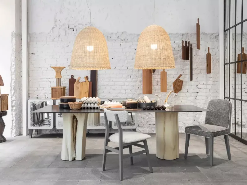 Lampada a sospensione in midollino intrecciato Bell di Gervasoni