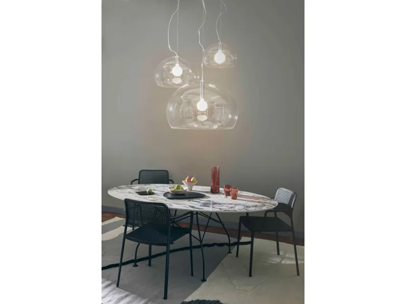 Lampada a sospensione Fl/y Big in plexiglas trasparente di Kartell