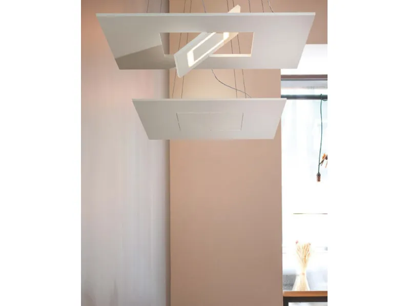 Lampada a sospensione Biquadro in alluminio di Cattaneo