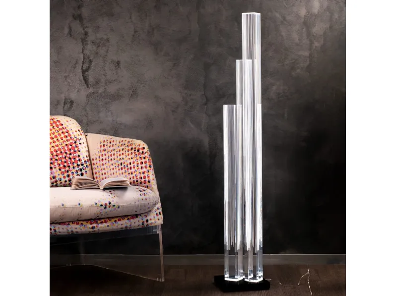 Lampada da terra Block in cristallo acrilico di Vesta