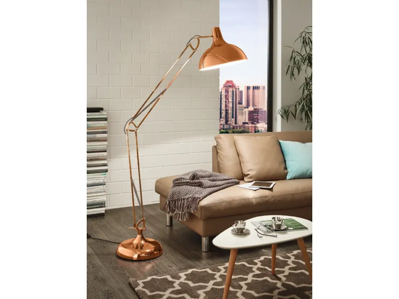 Lampada da terra Borgillio in metallo color rame di Eglo