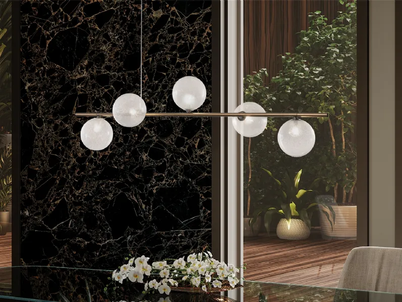 Lampada a sospensione in metallo con sfere in vetro Bulles XL di Reflex