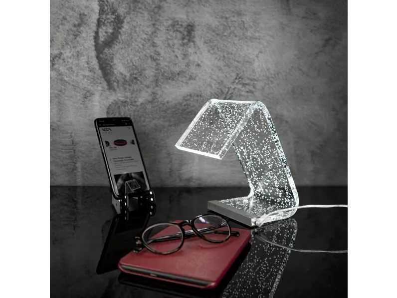 Lampada da tavolo in cristallo acrilico C Led piccola di Vesta