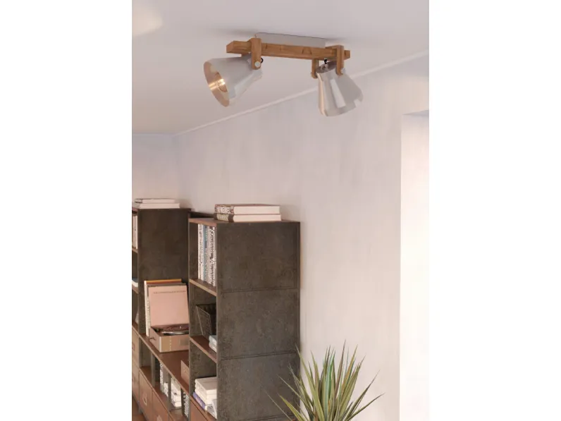 Lampada Cawton Spot in acciaio e legno di Eglo