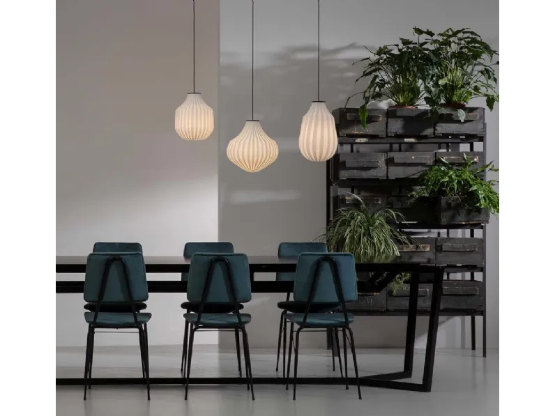 Lampada a sospensione in vetro a righe con tre forme differenti Circus di Karman