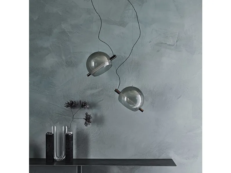 Lampada a sospensione con paralume in vetro soffiato trasparente o fumé Cody di Cattelan Italia a sospensione Cody di Cattelan Italia