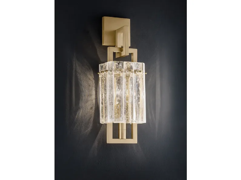 Lampada Crek Applique in metallo con listelli in vetro di Masiero