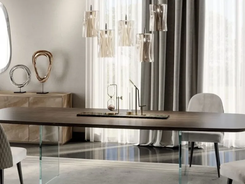 Lampada a sospensione in vetro di Murano trasparente Dandolo di Reflex