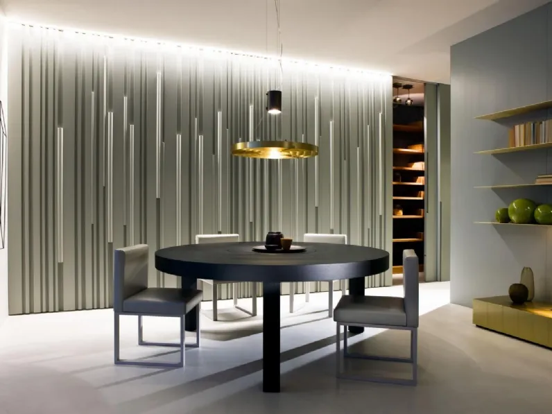 Lampada a sospensione formata da anelli di ottone satinato Dark Light MA 10 di Laura Meroni