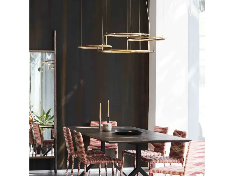 Lampada a sospensione in ottone naturale Broche di Dcw