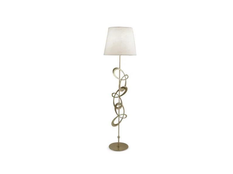 Lampada da terra in ferro piatto trafilato e paralume in tessuto Decò Piantana di Cantori