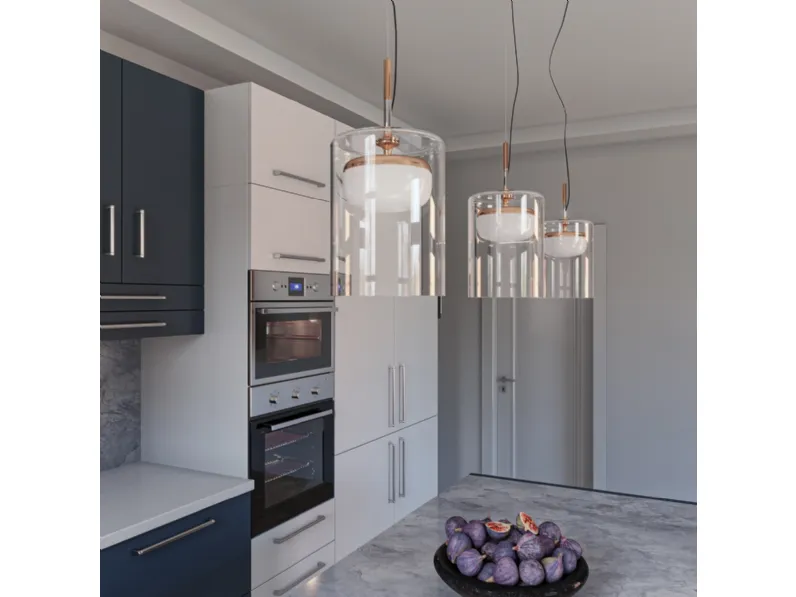 Lampada a sospensione in cristallo trasparente Diver di Prandina