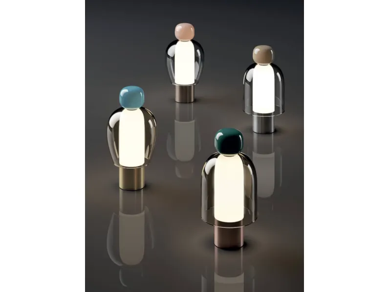 Lampada da tavolo ricaricabile in vero soffiato Easy Peasy di Lodes