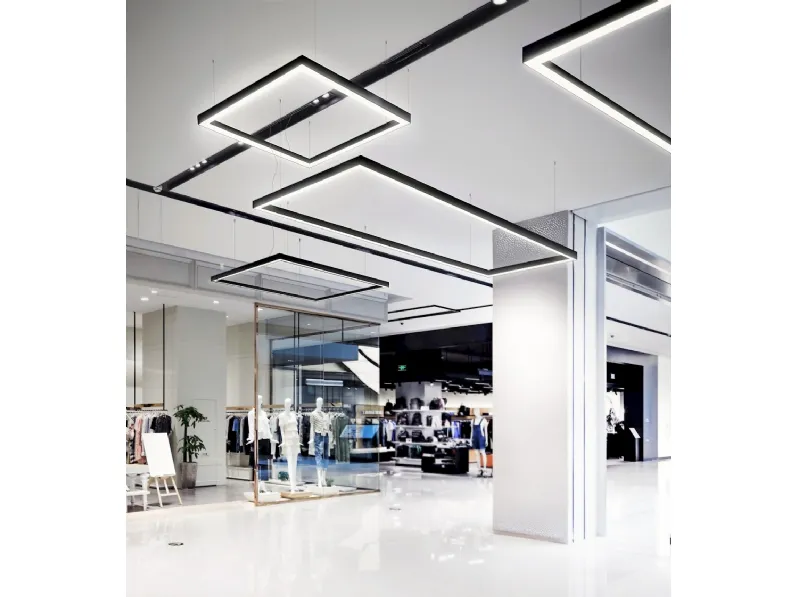 Lampada a sospensione quadrata o rettangolare Edge downlight di Team Italia