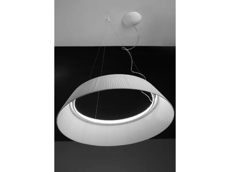 Lampada a sospensione Charme in seta plissettata di Egoluce